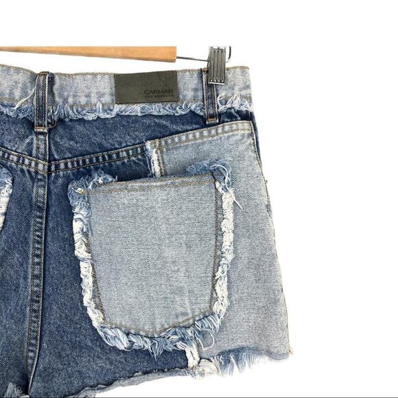 CARMAR Spliced High Rise Fray Cut Off Denim Shorts - Picture 11 of 16
